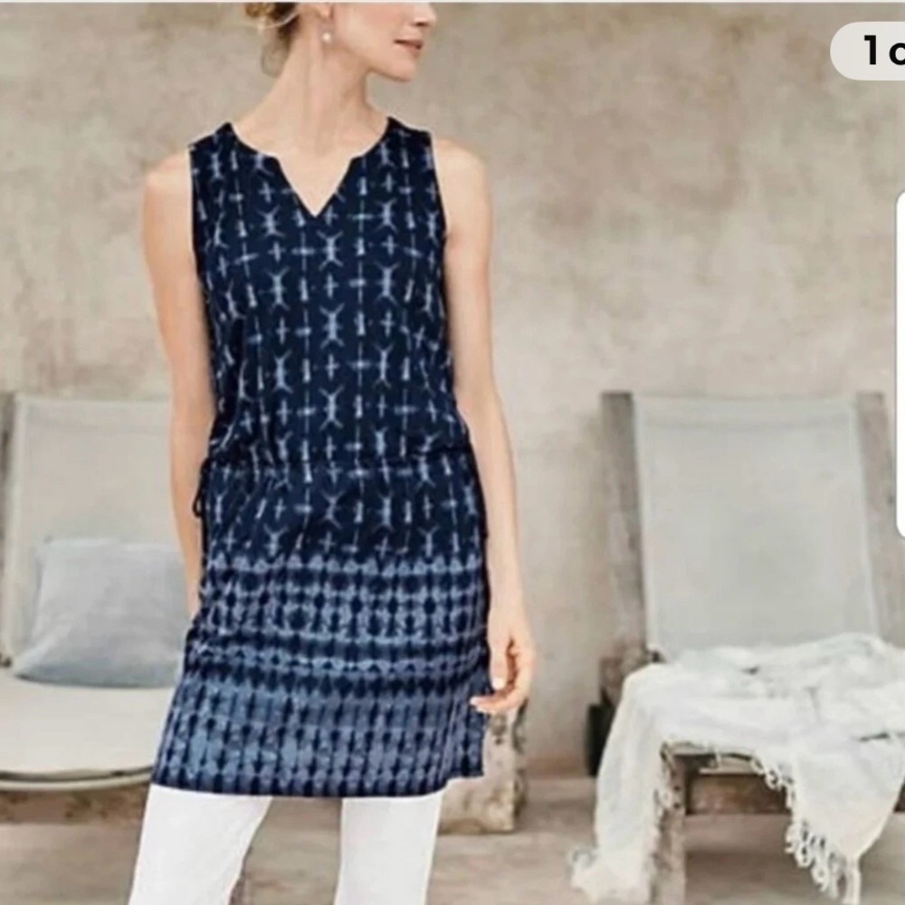 J Jill linen/rayon blue tie dye sleeveless tunic
